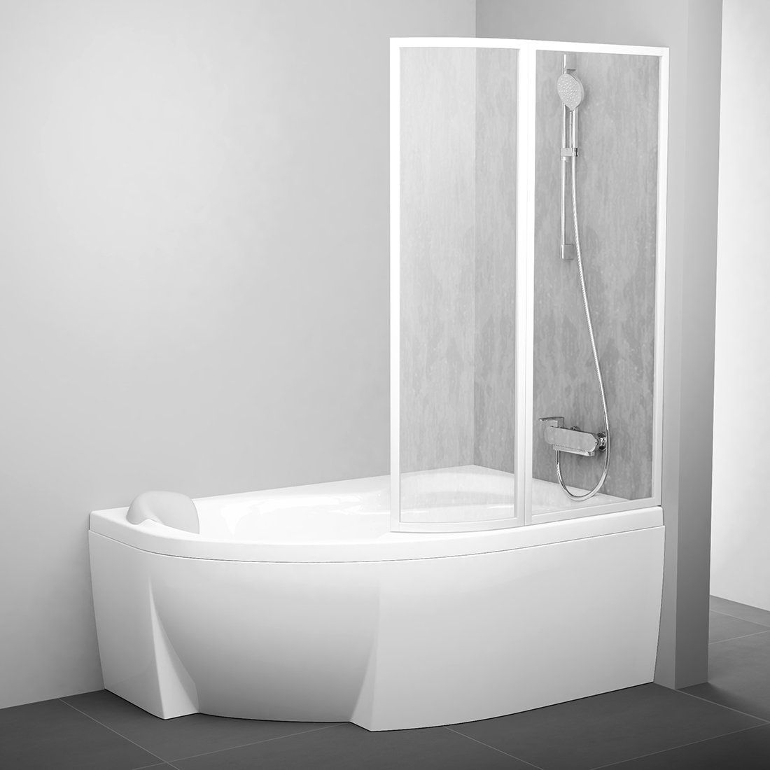 Ravak Rosa mampara de bañera 90 cm dos piezas blanco brillo/plástico 76P7010041