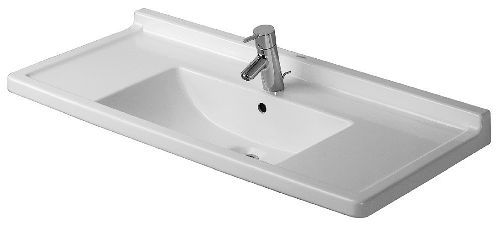 Duravit Starck 3 lavabo 105x48.5 cm rectangular clásico-para mueble-con encimera blanco 03041000001