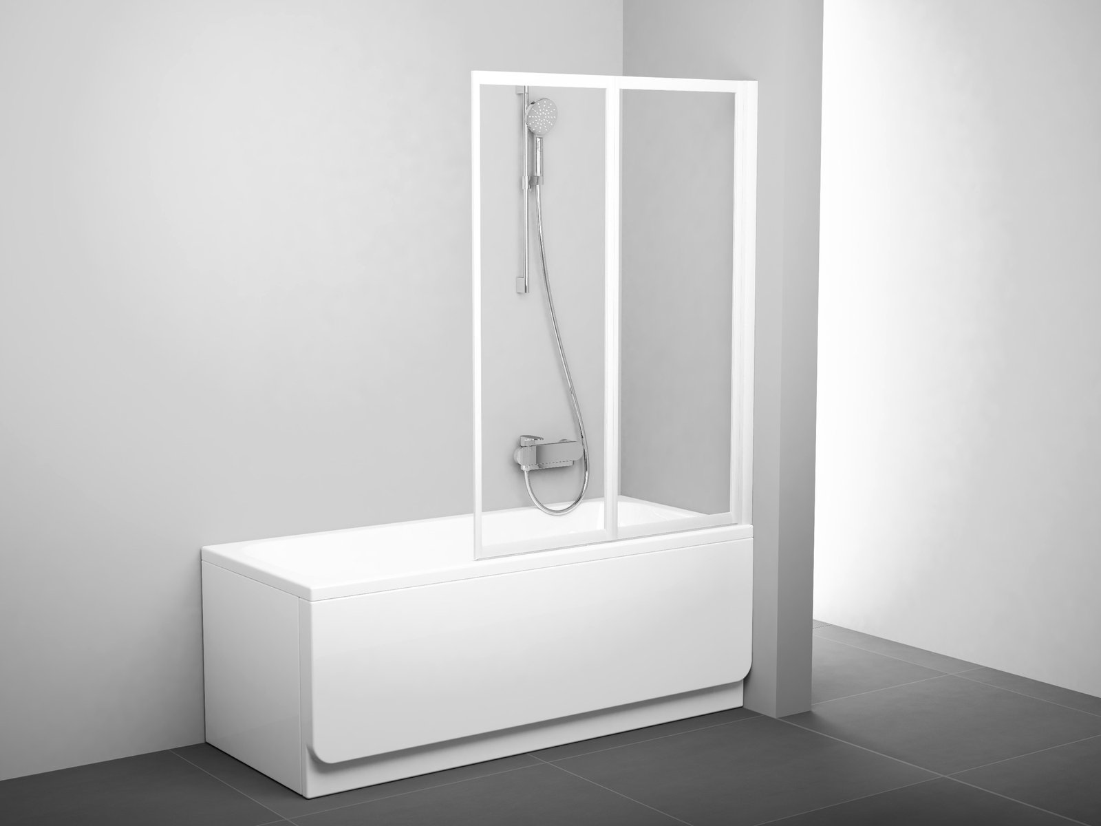 Ravak Supernova mampara de bañera 105 cm dos piezas blanco brillo/vidrio transparente 796M0100Z1