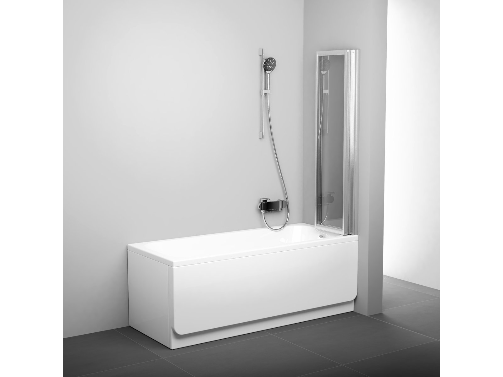 Ravak Supernova mampara de bañera 100 cm tres piezas satinado mate/vidrio transparente 795V0U00Z1