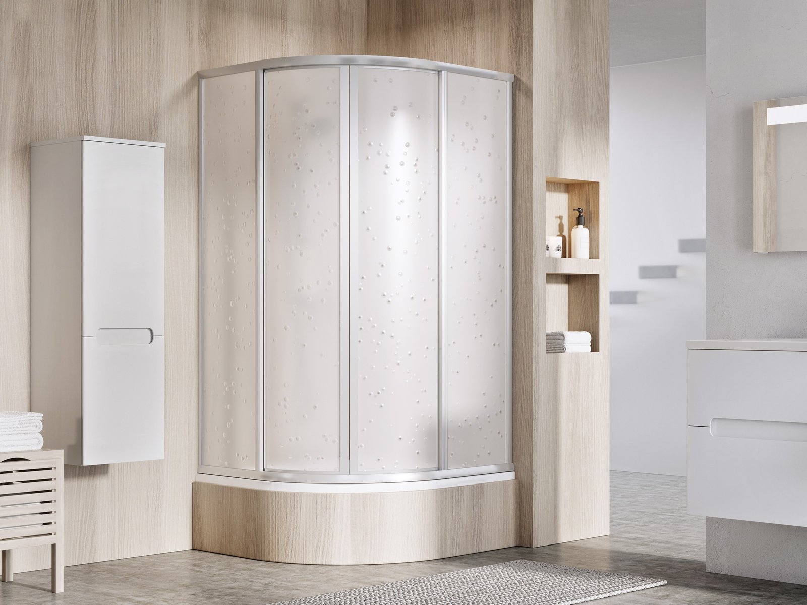 Ravak Supernova cabina de ducha 90x90 cm semicircular satinado mate/poliestireno 31177VU0011