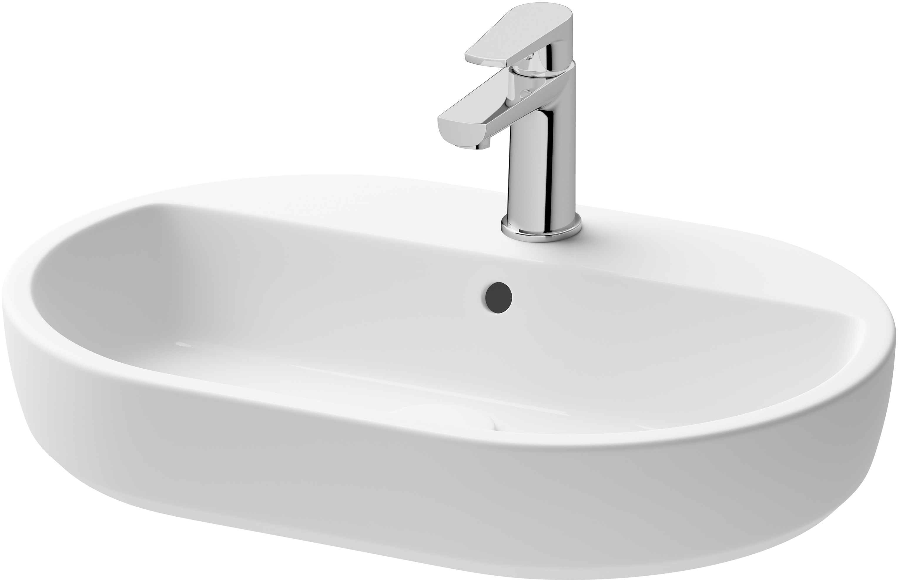 Cersanit Caspia lavabo 60x42 cm oval sobre encimera blanco K11-0099