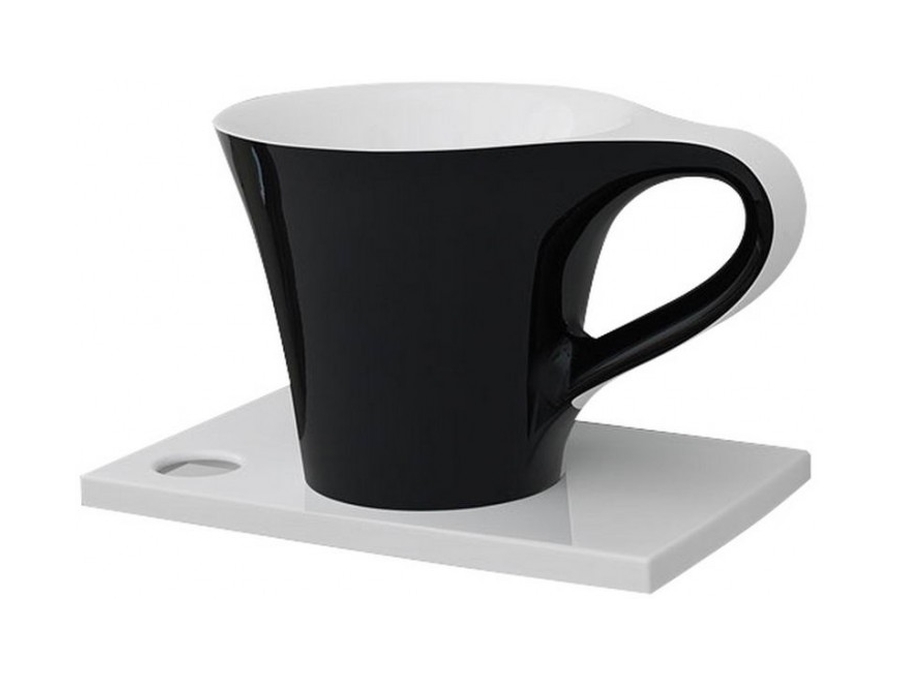 Art Ceram One Shot lavabo 69x50 cm sobre encimera blanco-negro brillante OSL00501;50