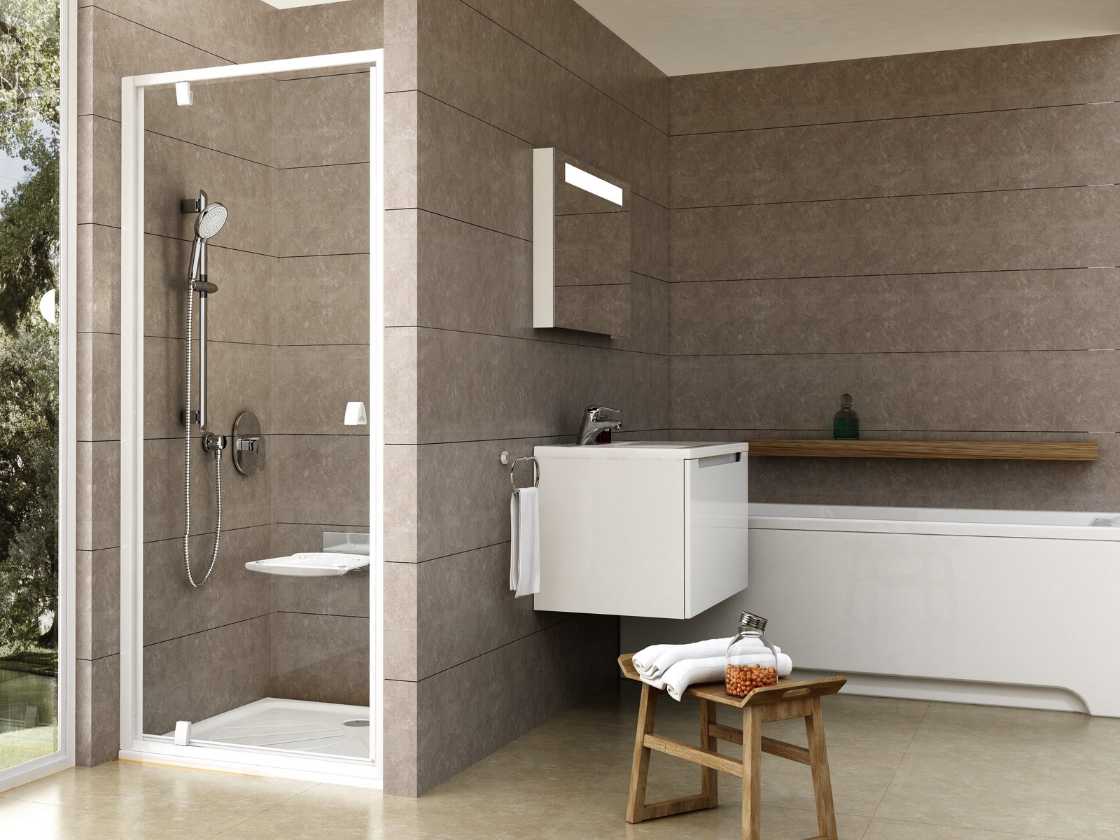 Ravak Pivot puerta de ducha 90 cm oscilante blanco brillante/vidrio transparente 03G70101Z1