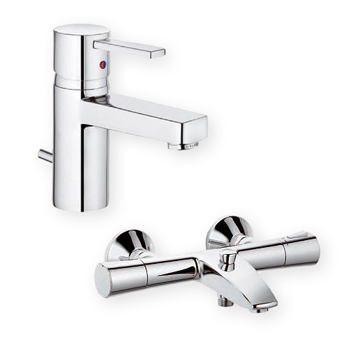 Conjunto grifo de bañera y ducha Kludi Zenta 351010538, grifo para lavabo Kludi Zenta 382500575