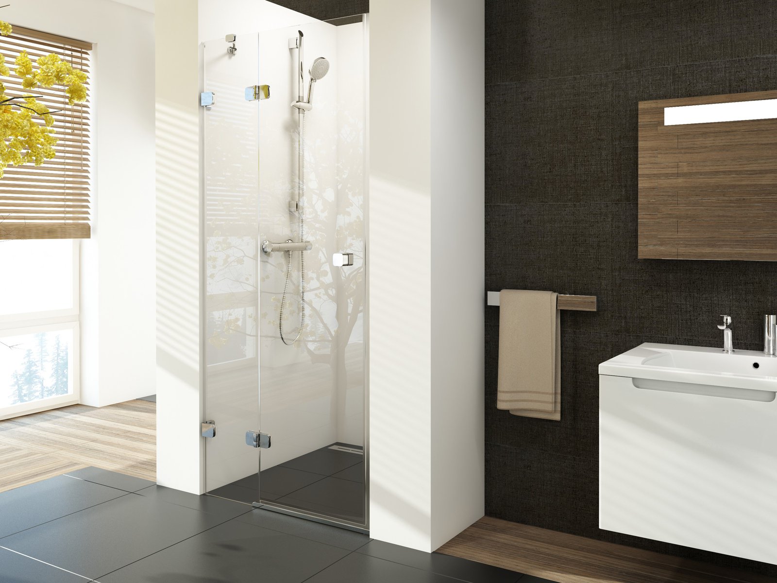 Ravak Brillant puerta de ducha 90 cm oscilante cromo brillante/vidrio transparente 0UL7AA00Z1