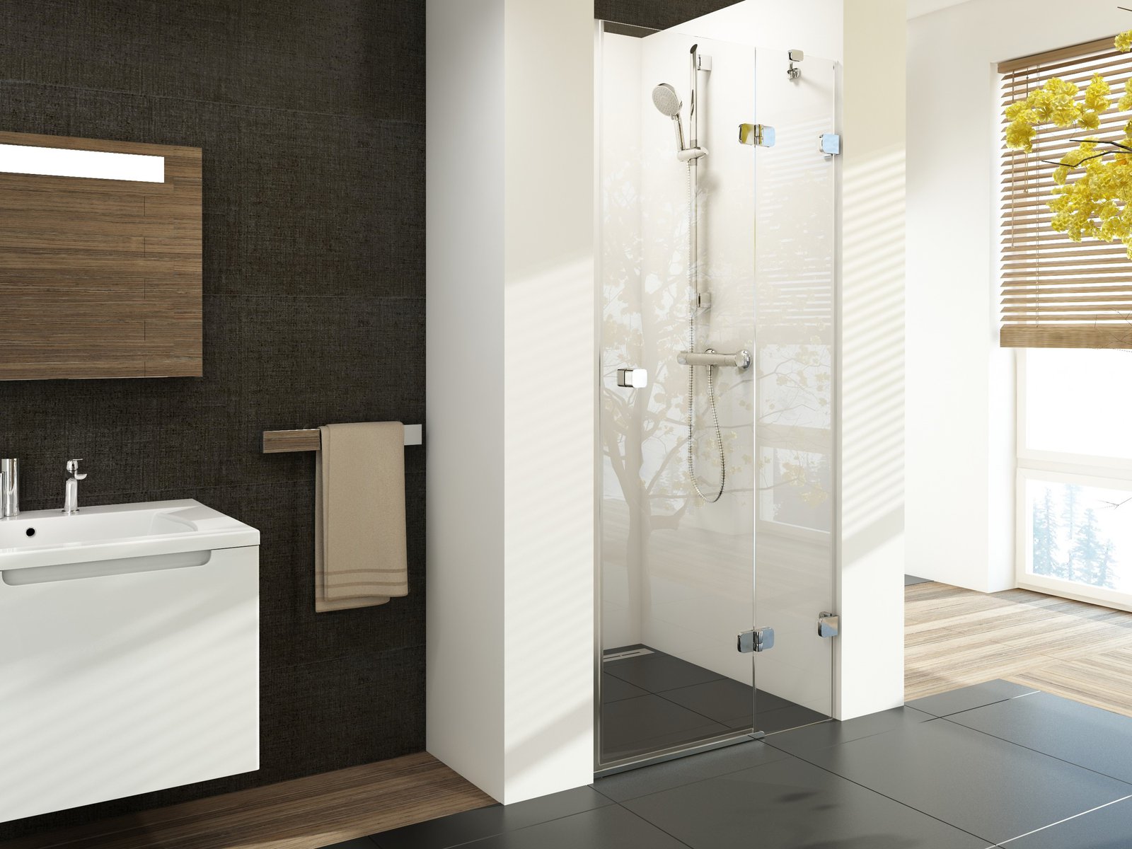 Ravak Brillant puerta de ducha 100 cm oscilante cromo brillante/vidrio transparente 0UPAAA00Z1