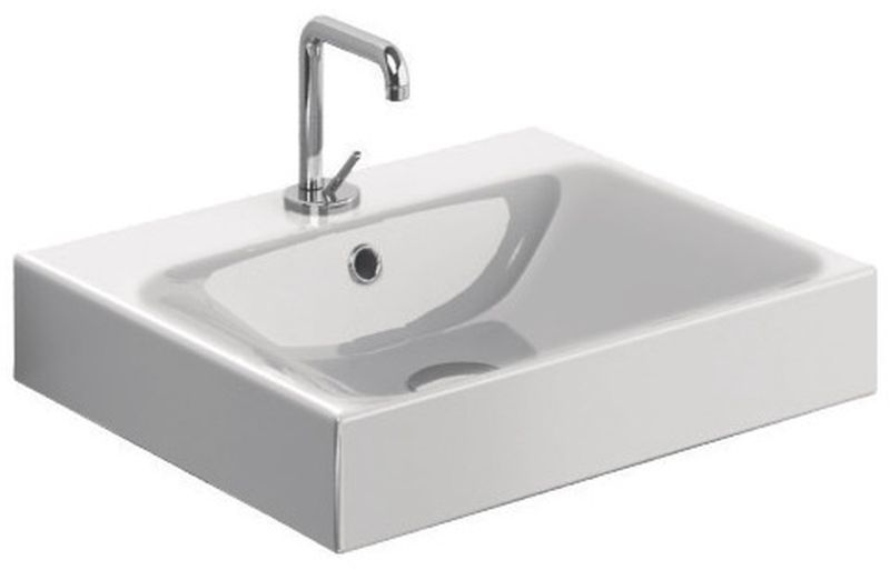 Kerasan Cento lavabo 50x45 cm rectangular clásico-sobre encimera blanco brillante 353001