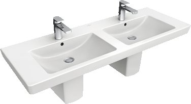 Villeroy & Boch Subway 2.0 lavabo 130x47 cm rectangular clásico-para mueble-con encimera-doble blanco 7175D0R1