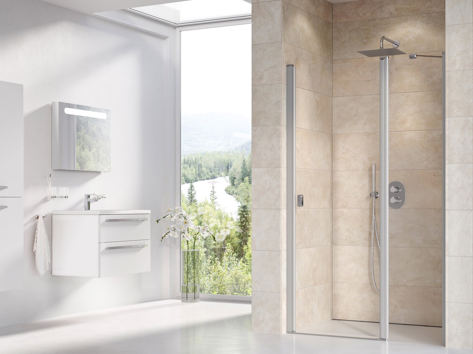 Ravak Chrome puerta de ducha 100 cm oscilante satinado mate/vidrio transparente 0QVACU00Z1