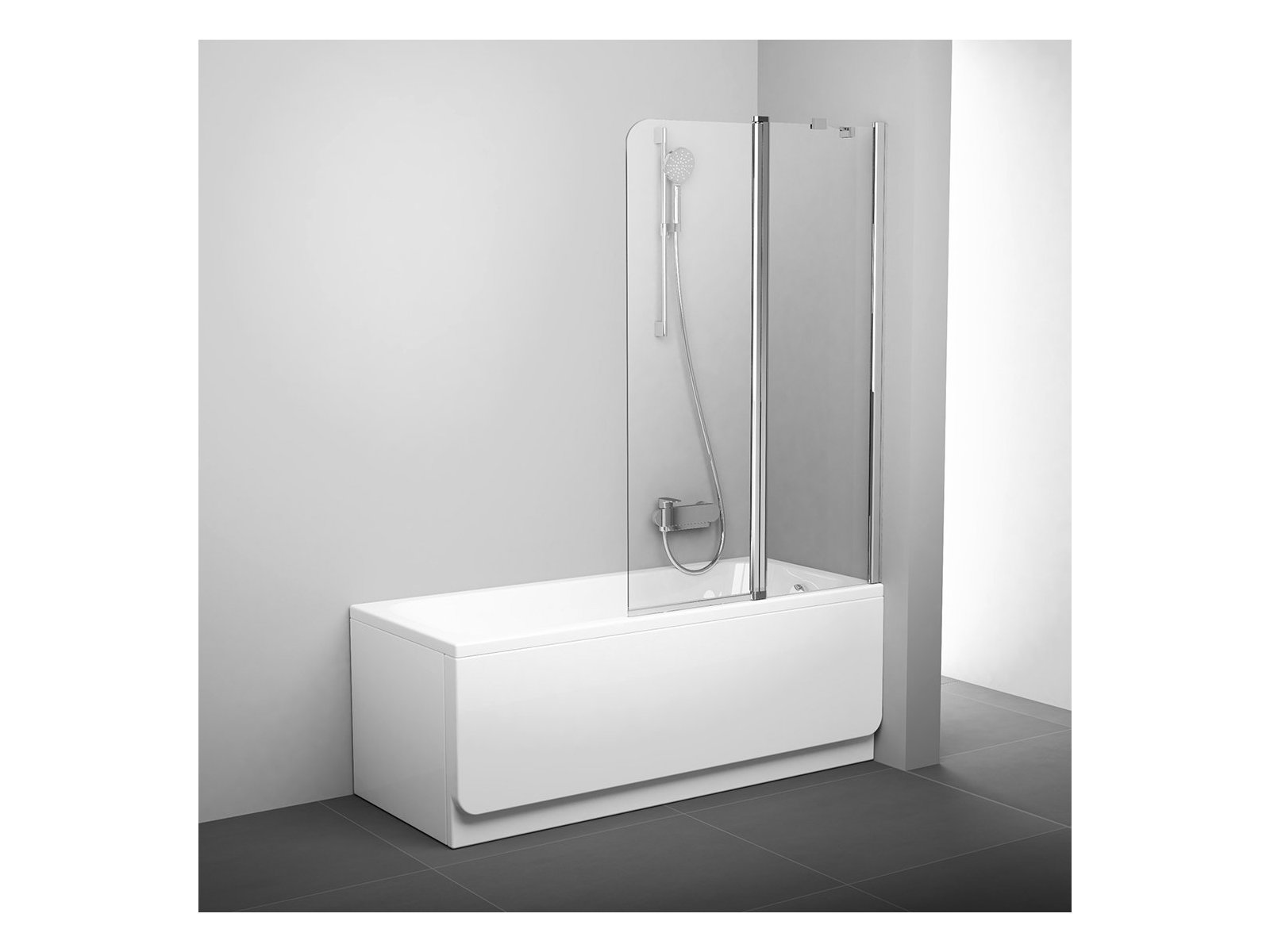Ravak Chrome mampara de bañera 100 cm dos piezas aluminio brillo/vidrio transparente 7QRA0C00Z1