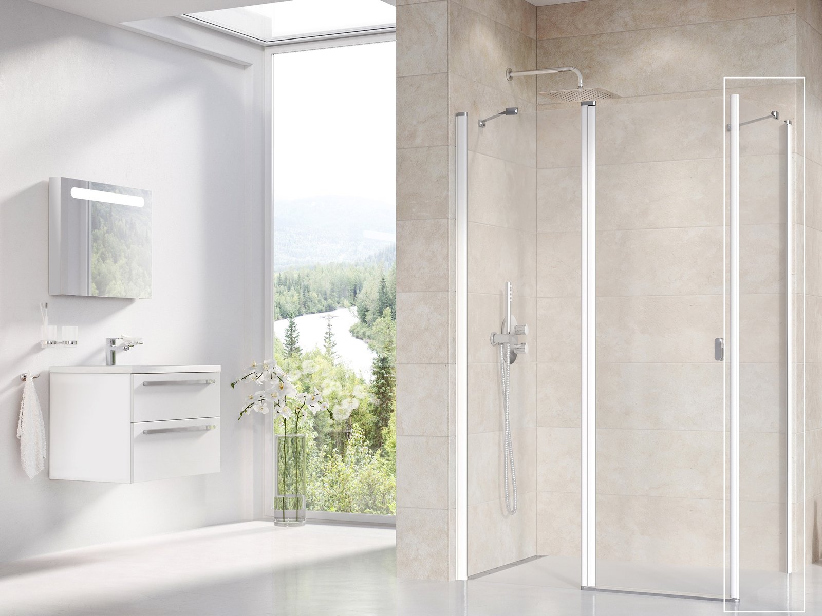 Ravak Chrome mampara de ducha 100 cm blanco brillante/vidrio transparente 9QVA0100Z1