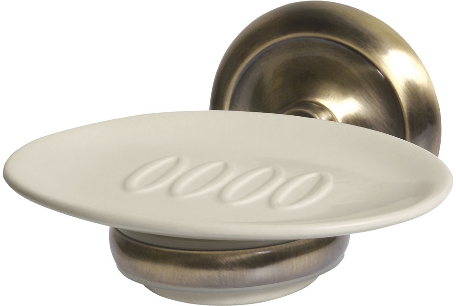 BISK Deco jabonera de pared blanco-latón 00405