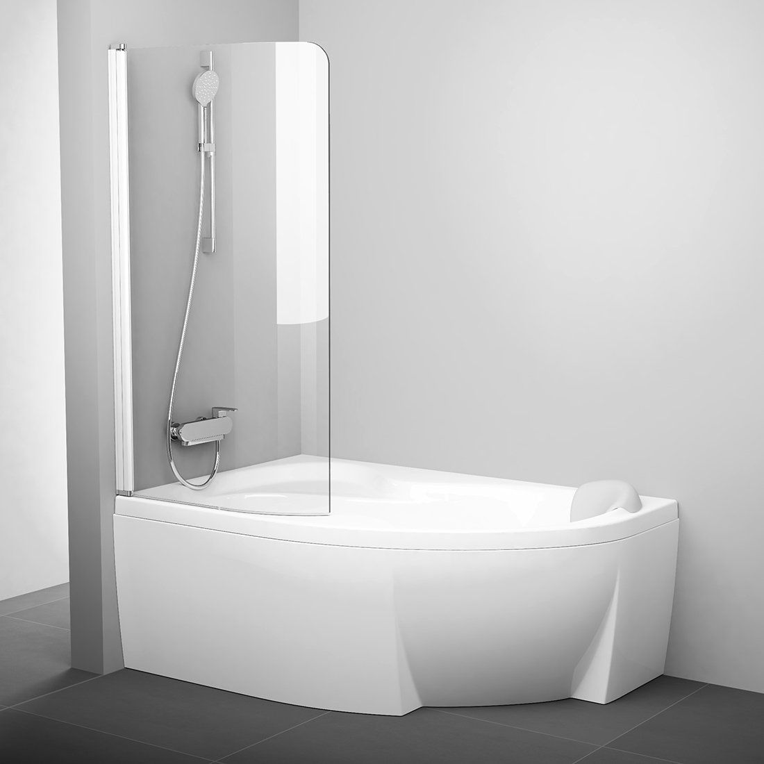 Ravak Rosa mampara de bañera 85 cm una pieza blanco brillo/vidrio transparente 7QLM0100Y1