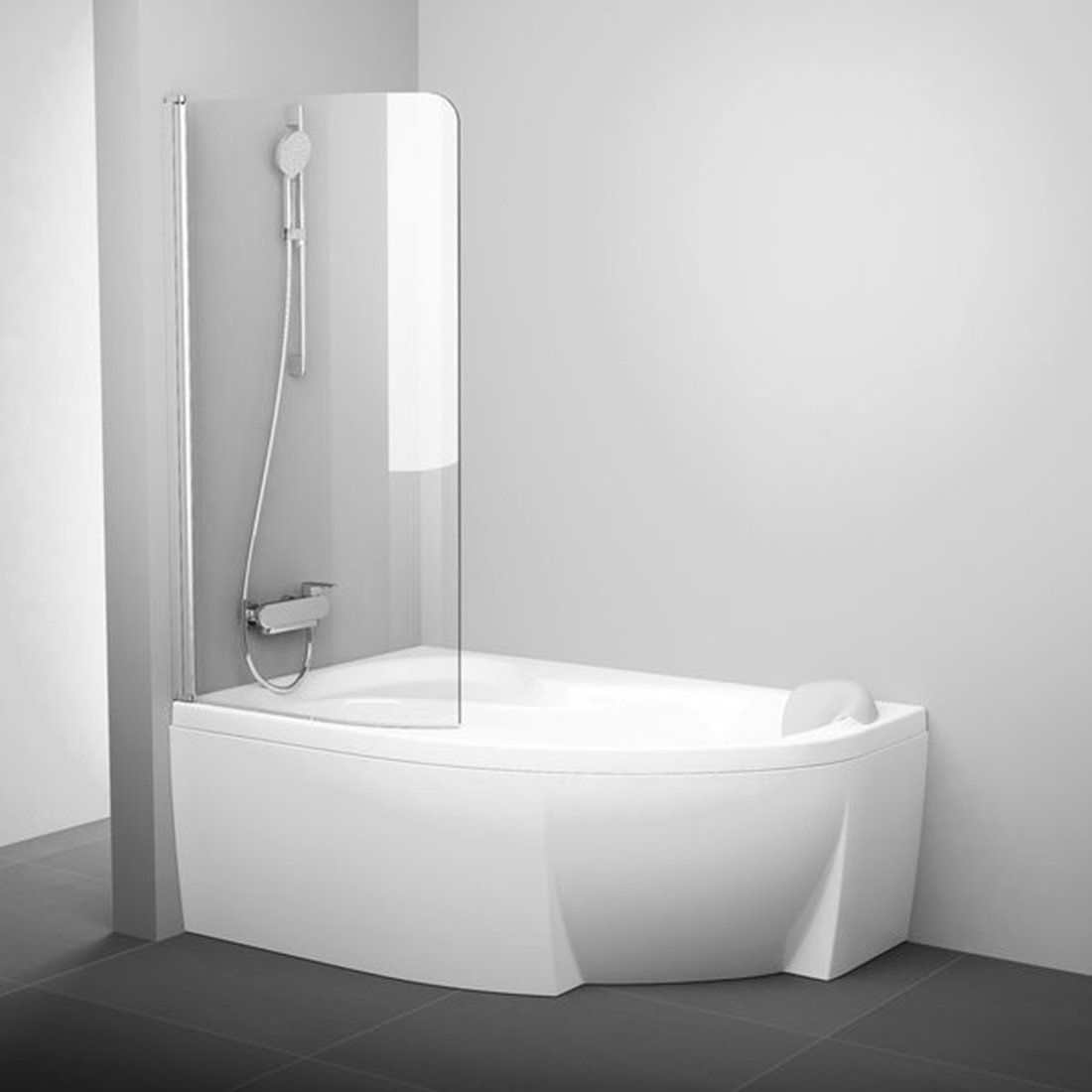 Ravak Rosa mampara de bañera 85 cm una pieza satinado mate/vidrio transparente 7QLM0U00Y1