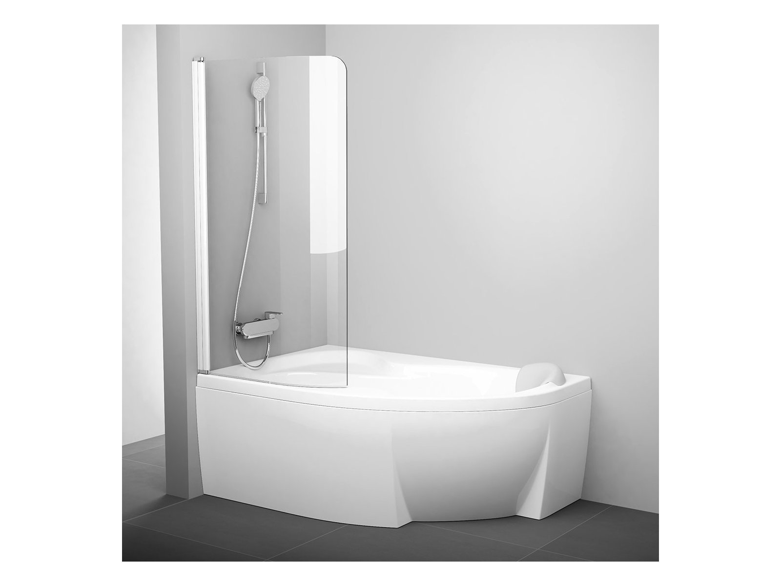 Ravak Rosa mampara de bañera 100 cm una pieza blanco brillo/vidrio transparente 7QLS0100Y1