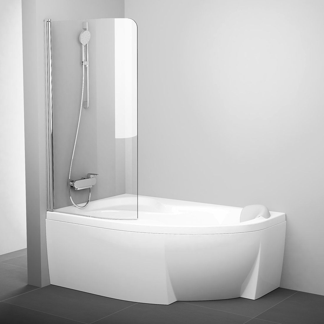 Ravak Rosa mampara de bañera 100 cm una pieza aluminio brillo/vidrio transparente 7QLS0C00Y1