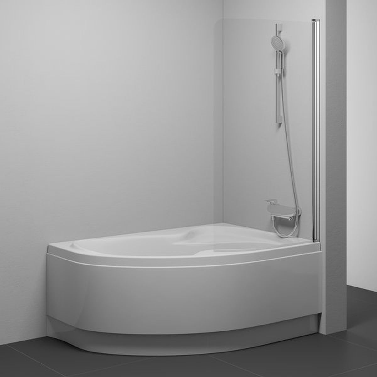 Ravak Rosa mampara de bañera 100 cm una pieza satinado mate/vidrio transparente 7QRS0U00Y1