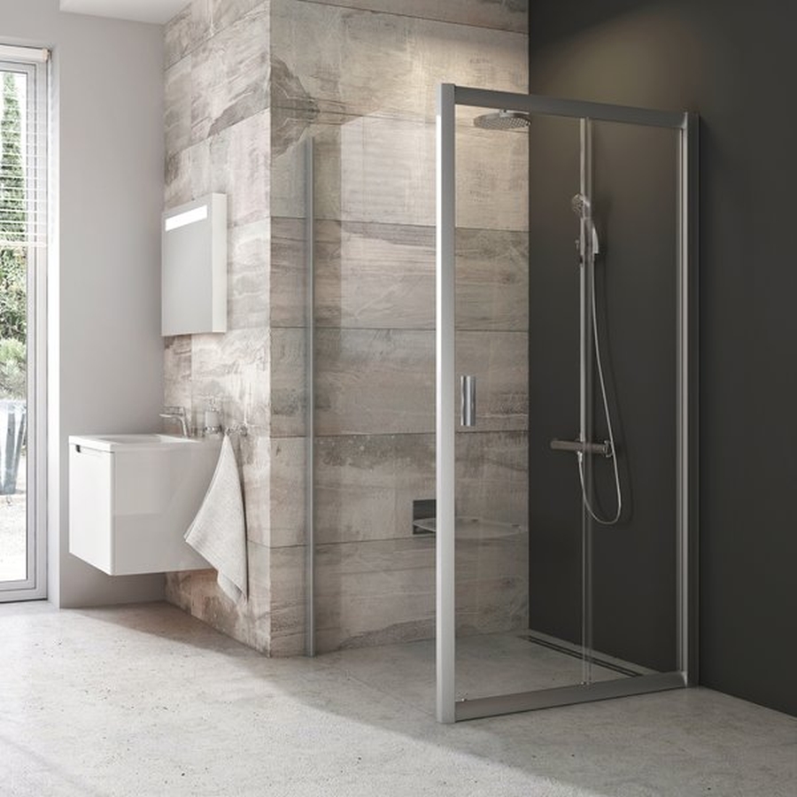 Ravak Blix mampara de ducha 90 cm blanco brillante/vidrio con patrón 9BH70100ZG
