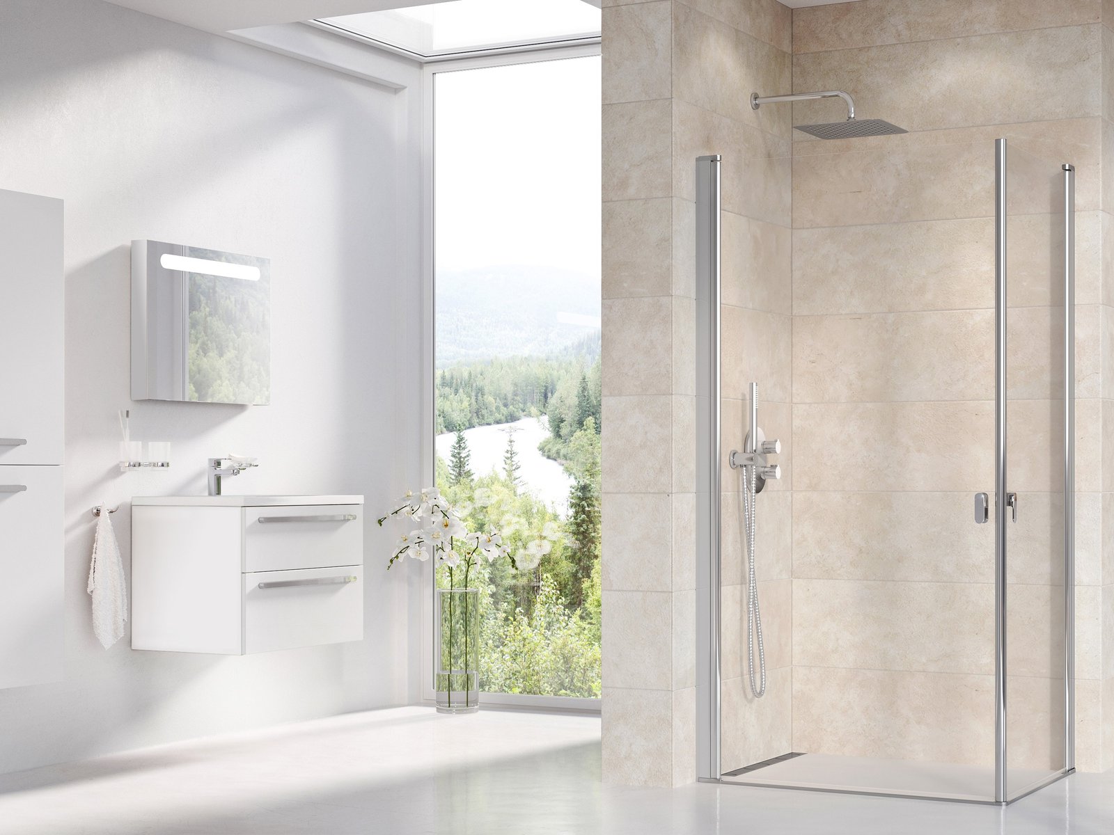Ravak Chrome puerta de ducha 80 cm oscilante satinado mate/vidrio transparente 1QV40U01Z1