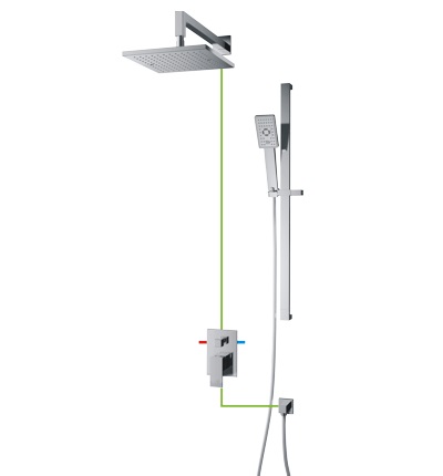 Omnires Fresh conjunto de ducha empotrado con rociador con efecto lluvia cromo SYSFR11CR