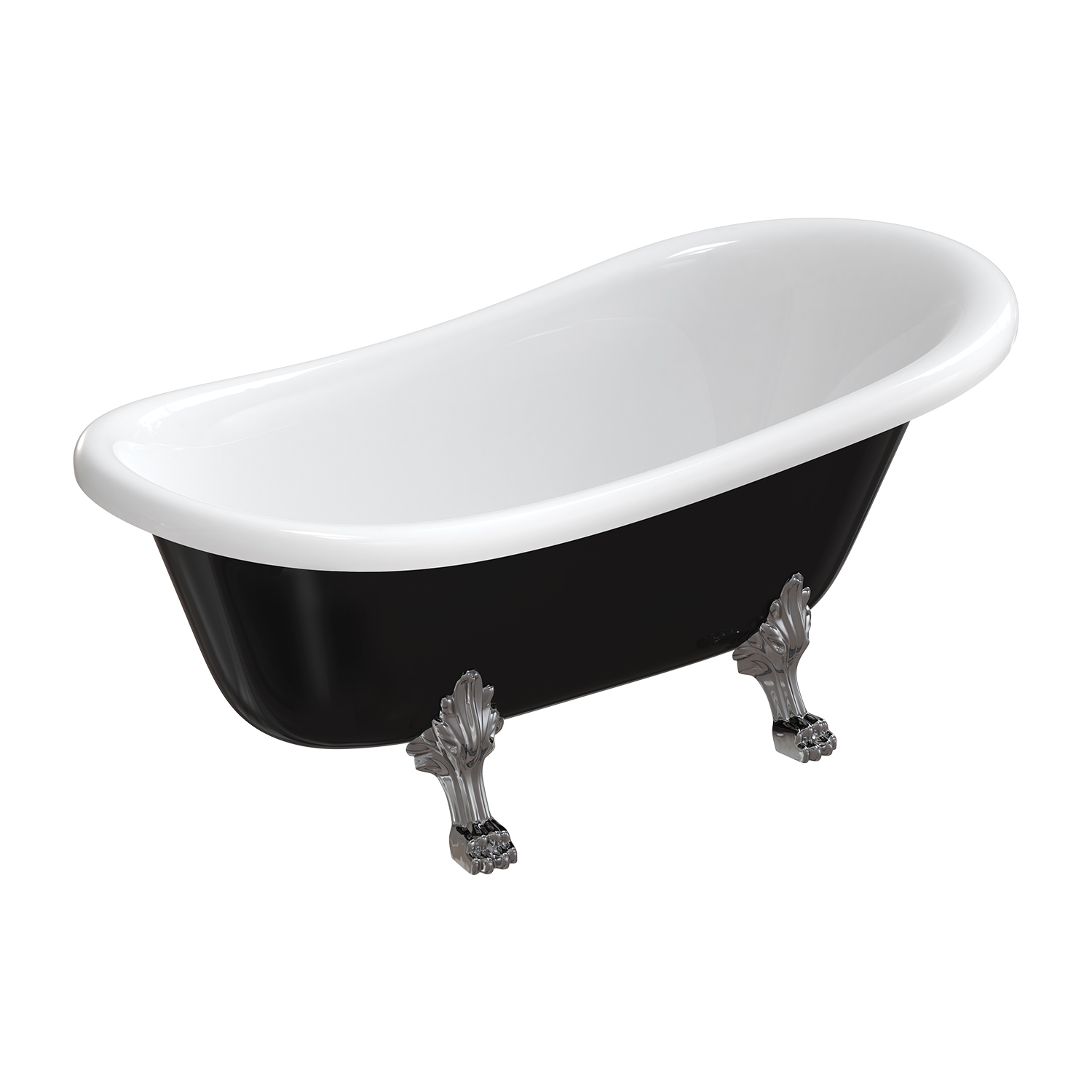 Omnires Atena Comfort M+ bañera exenta 157x77 cm oval blanco-negro ATENA157BCP