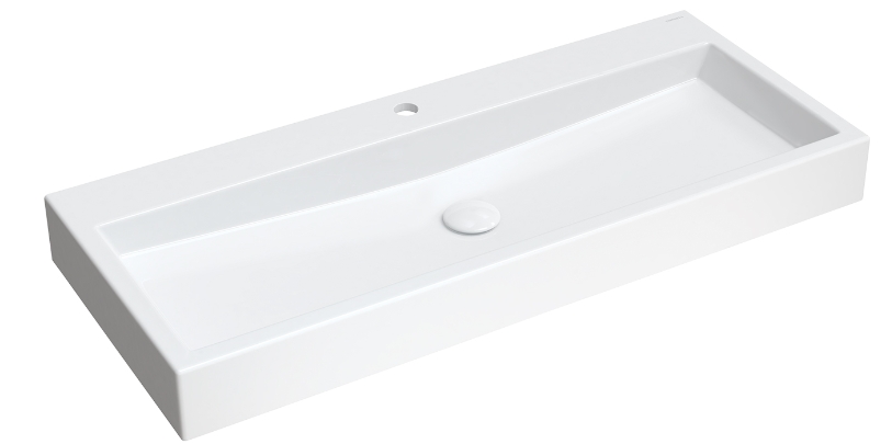 Omnires M+ lavabo 100x42 cm rectangular clásico-sobre encimera blanco THASOS1000BP