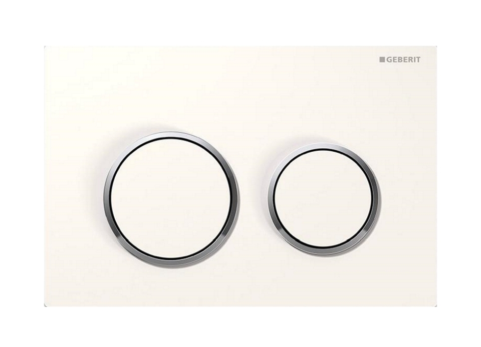 Geberit Omega20 botón de descarga para WC cromo brillante-blanco 115.085.KJ.1