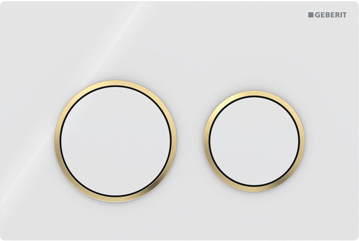 Geberit Omega20 botón de descarga para WC blanco-oro 115.085.KK.1