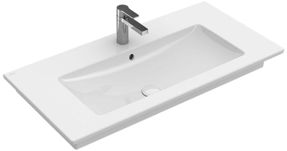 Villeroy & Boch Venticello lavabo 100x50 cm rectangular clásico-para mueble-con encimera blanco 4104AKR1