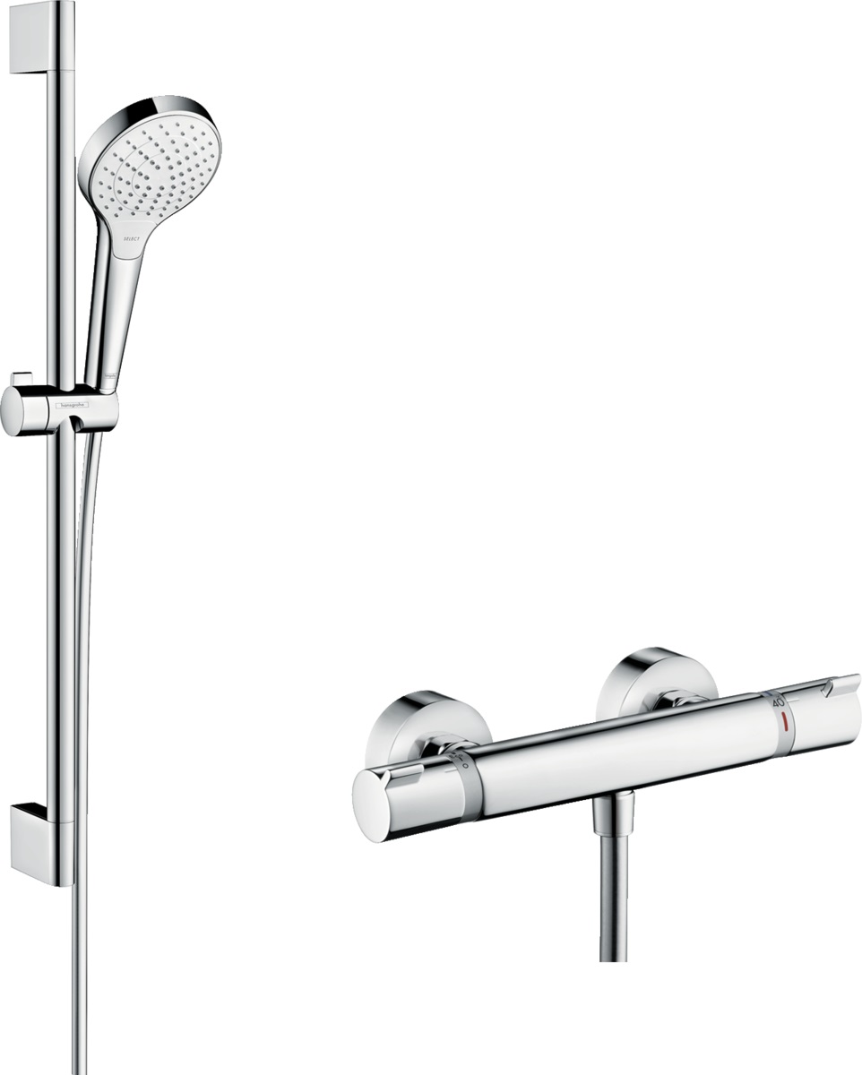 Hansgrohe Ecostat conjunto de ducha a pared con termostato cromo-blanco 27013400