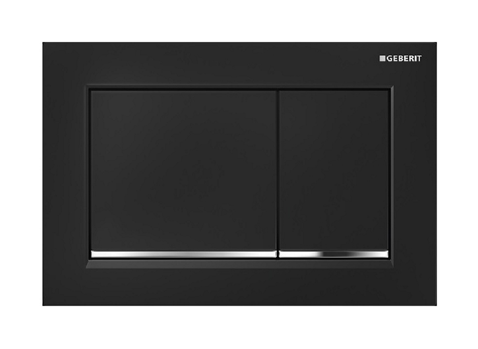 Geberit Omega20 botón de descarga para WC cromo brillante-negro 115.080.KM.1
