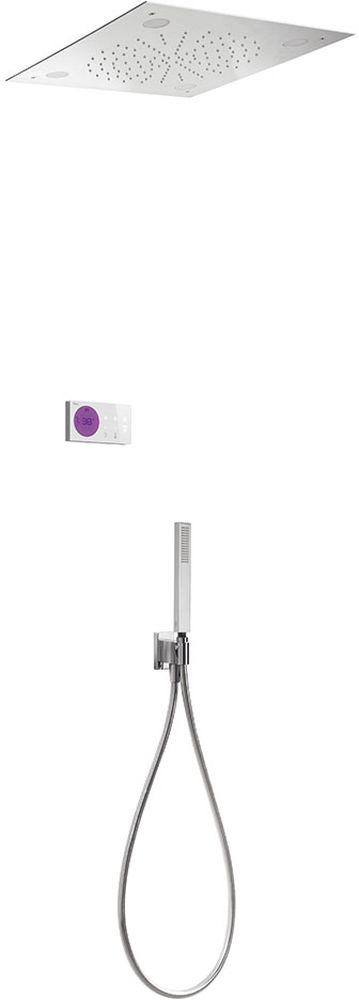 Tres Shower Technology conjunto de ducha empotrado con termostato con rociador con efecto lluvia cromo-blanco 092.865.62