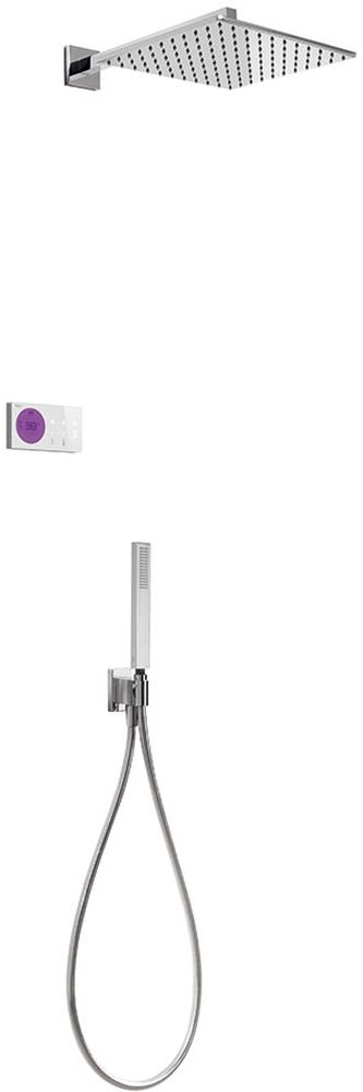 Tres Shower Technology conjunto de ducha empotrado con termostato con rociador con efecto lluvia cromo-blanco 092.865.63