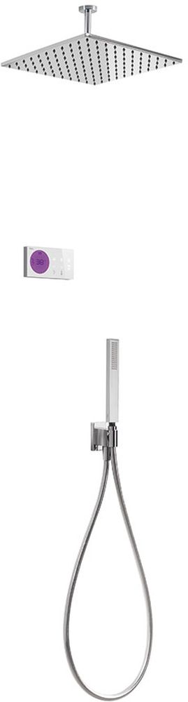 Tres Shower Technology conjunto de ducha empotrado con termostato con rociador con efecto lluvia cromo-blanco 092.865.64