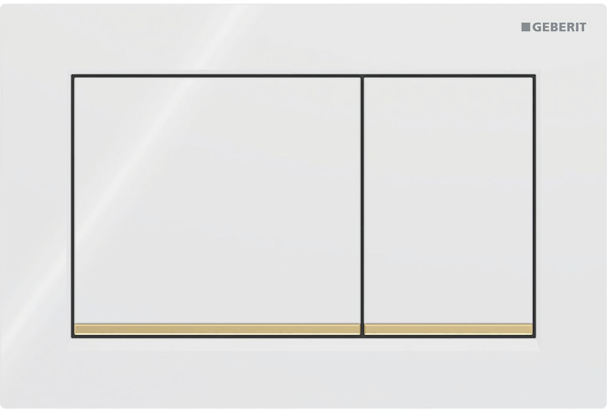 Geberit Omega20 botón de descarga para WC blanco-oro 115.080.KK.1