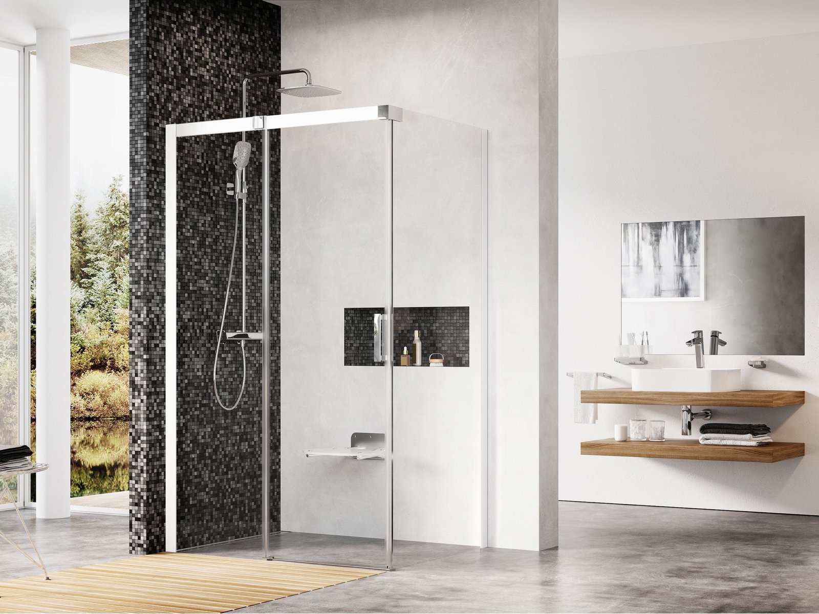 Ravak Matrix cabina de ducha 100x100 cm cuadrada blanco brillo/vidrio transparente 0WLAA100Z1