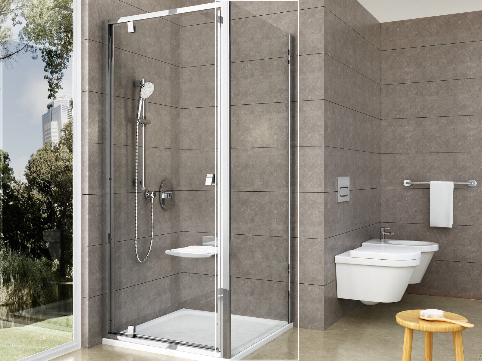 Ravak Pivot mampara de ducha 100 cm aluminio brillante/vidrio transparente 90GA0C00Z1