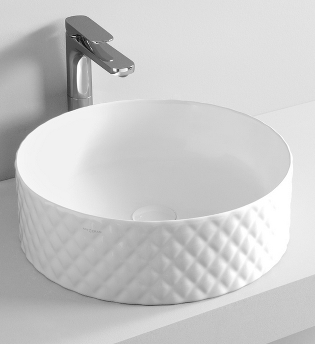 Art Ceram Rombo lavabo 44x44 cm circular sobre encimera blanco brillante OSL00901;00
