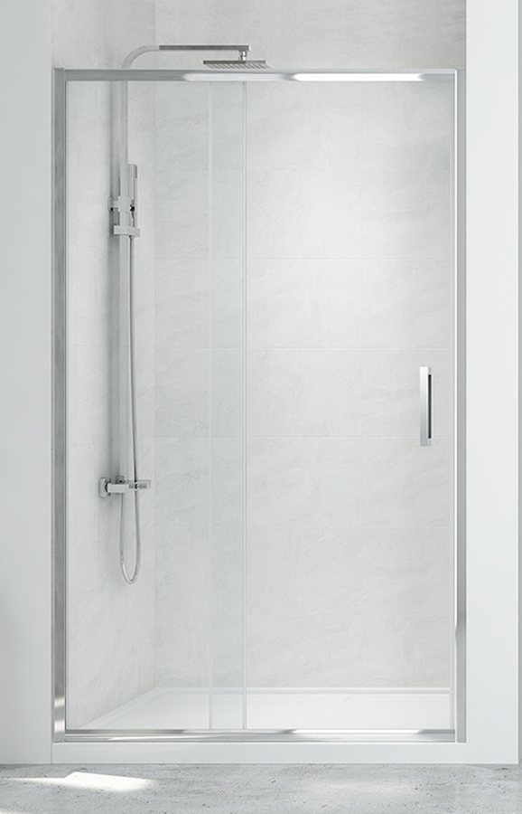 New Trendy New Corrina puerta de ducha 120 cm corredera aluminio brillante/vidrio transparente D-0090A