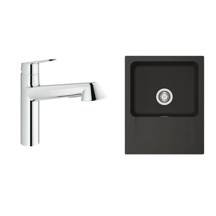 Conjunto grifo de cocina Grohe Eurodisc Cosmopolitan 32257002, fregadero Tectonite Franke Orion 114.0286.441