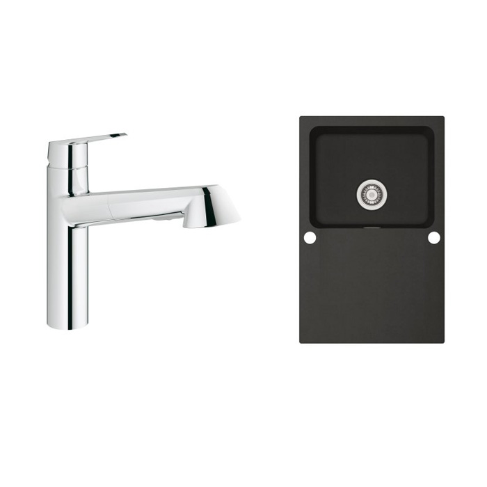 Conjunto grifo de cocina Grohe Eurodisc Cosmopolitan 32257002, fregadero Tectonite Franke Orion 114.0286.447