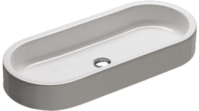Hatria Area lavabo 80x35 cm oval sobre encimera blanco Y0UF01