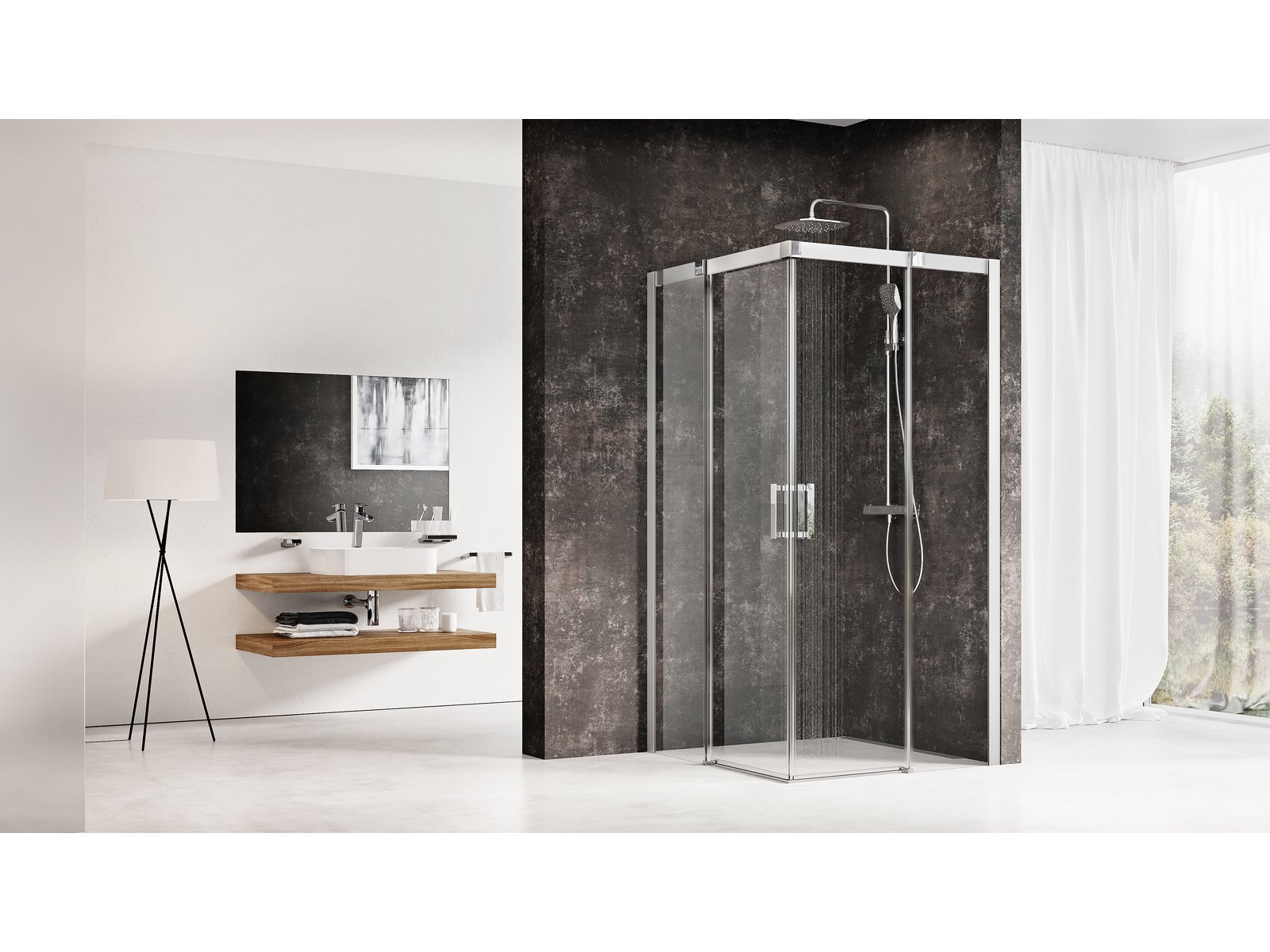 Ravak Matrix cabina de ducha 90x90 cm cuadrada satinado mate/vidrio transparente 1WV77U00Z1