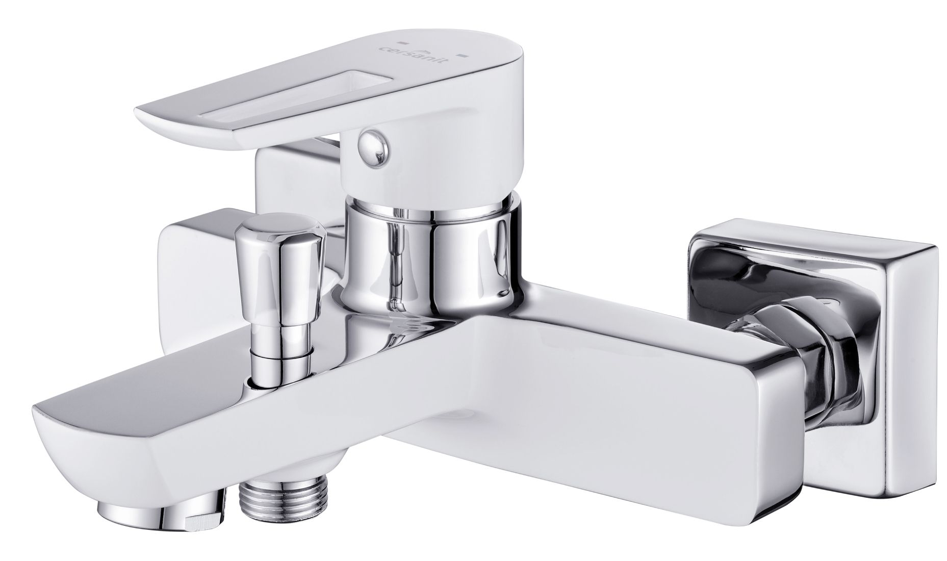 Cersanit Mille grifo de bañera y ducha a pared cromo-blanco S951-008