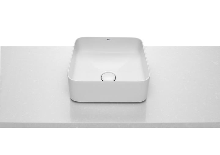 Roca Inspira lavabo 37x37 cm cuadrada sobre encimera blanco A327532000