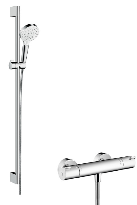 Hansgrohe Crometta conjunto de ducha a pared con termostato cromo-blanco 27813400