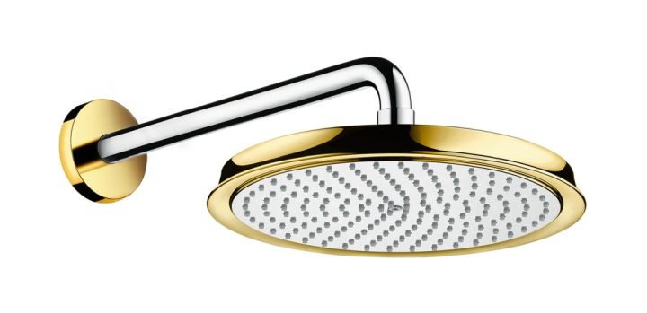 Hansgrohe Raindance brazo de ducha con efecto lluvia 24x24 cm circular cromo-oro 27424090