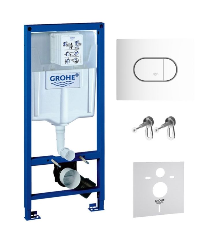 Conjunto marco empotrado Grohe Rapid SL 38539001, botón de descarga Grohe Arena 38858SH0
