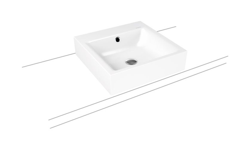 Kaldewei Puro lavabo 46x46 cm cuadrada sobre encimera blanco brillante 900606013001